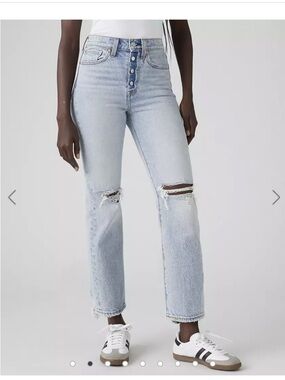 Levi's Light Wash Straight-Leg Ripped Jeans